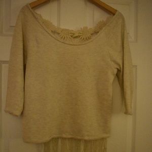 Off White Sweater with Crochet Back